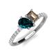 4 - Zahara 9x6 mm Pear London Blue Topaz and 7x5 mm Emerald Cut Smoky Quartz 2 Stone Duo Ring 