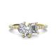 1 - Zahara 9x6 mm Pear and Emerald Cut Forever Brilliant Moissanite 2 Stone Duo Ring 