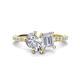 1 - Zahara 9x6 mm Pear Forever One Moissanite and 7x5 mm Emerald Cut White Sapphire 2 Stone Duo Ring 