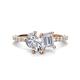 1 - Zahara 9x6 mm Pear Forever One Moissanite and 7x5 mm Emerald Cut White Sapphire 2 Stone Duo Ring 