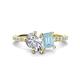 1 - Zahara 9x6 mm Pear Forever One Moissanite and 7x5 mm Emerald Cut Aquamarine 2 Stone Duo Ring 