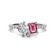 1 - Zahara 9x6 mm Pear Forever One Moissanite and 7x5 mm Emerald Cut Pink Tourmaline 2 Stone Duo Ring 