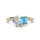 1 - Zahara 9x6 mm Pear Forever One Moissanite and 7x5 mm Emerald Cut Blue Topaz 2 Stone Duo Ring 