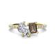 1 - Zahara 9x6 mm Pear Forever One Moissanite and 7x5 mm Emerald Cut Smoky Quartz 2 Stone Duo Ring 