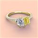 3 - Zahara 9x6 mm Pear Forever One Moissanite and 7x5 mm Emerald Cut Lab Created Yellow Sapphire 2 Stone Duo Ring 