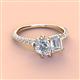 3 - Zahara 9x6 mm Pear Forever One Moissanite and 7x5 mm Emerald Cut White Sapphire 2 Stone Duo Ring 