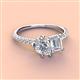 3 - Zahara 9x6 mm Pear Forever One Moissanite and 7x5 mm Emerald Cut White Sapphire 2 Stone Duo Ring 