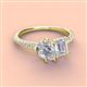 3 - Zahara 9x6 mm Pear Forever Brilliant Moissanite and 7x5 mm Emerald Cut White Sapphire 2 Stone Duo Ring 