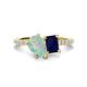1 - Zahara 9x6 mm Pear Opal and 7x5 mm Emerald Cut Lab Created Blue Sapphire 2 Stone Duo Ring 