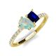 4 - Zahara 9x6 mm Pear Opal and 7x5 mm Emerald Cut Lab Created Blue Sapphire 2 Stone Duo Ring 