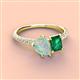 3 - Zahara 9x6 mm Pear Opal and 7x5 mm Emerald Cut Lab Created Emerald 2 Stone Duo Ring 