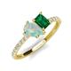 4 - Zahara 9x6 mm Pear Opal and 7x5 mm Emerald Cut Lab Created Emerald 2 Stone Duo Ring 