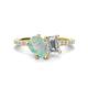 1 - Zahara 9x6 mm Pear Opal and IGI Certified 7x5 mm Emerald Cut Lab Grown Diamond 2 Stone Duo Ring 