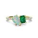 1 - Zahara 9x6 mm Pear Opal and 7x5 mm Emerald Cut Lab Created Emerald 2 Stone Duo Ring 