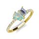 4 - Zahara 9x6 mm Pear Opal and 7x5 mm Emerald Cut Forever Brilliant Moissanite 2 Stone Duo Ring 