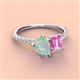 3 - Zahara 9x6 mm Pear Opal and 7x5 mm Emerald Cut Lab Created Pink Sapphire 2 Stone Duo Ring 