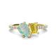 1 - Zahara 9x6 mm Pear Opal and 7x5 mm Emerald Cut Lab Created Yellow Sapphire 2 Stone Duo Ring 