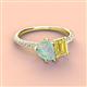 3 - Zahara 9x6 mm Pear Opal and 7x5 mm Emerald Cut Lab Created Yellow Sapphire 2 Stone Duo Ring 