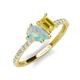 4 - Zahara 9x6 mm Pear Opal and 7x5 mm Emerald Cut Lab Created Yellow Sapphire 2 Stone Duo Ring 