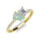 4 - Zahara 9x6 mm Pear Opal and 7x5 mm Emerald Cut White Sapphire 2 Stone Duo Ring 