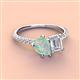 3 - Zahara 9x6 mm Pear Opal and 7x5 mm Emerald Cut White Sapphire 2 Stone Duo Ring 