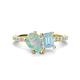 1 - Zahara 9x6 mm Pear Opal and 7x5 mm Emerald Cut Aquamarine 2 Stone Duo Ring 