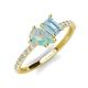 4 - Zahara 9x6 mm Pear Opal and 7x5 mm Emerald Cut Aquamarine 2 Stone Duo Ring 