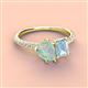 3 - Zahara 9x6 mm Pear Opal and 7x5 mm Emerald Cut Aquamarine 2 Stone Duo Ring 