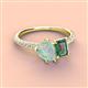 3 - Zahara 9x6 mm Pear Opal and 7x5 mm Emerald Cut Lab Created Alexandrite 2 Stone Duo Ring 