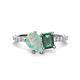 1 - Zahara 9x6 mm Pear Opal and 7x5 mm Emerald Cut Lab Created Alexandrite 2 Stone Duo Ring 