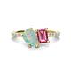 1 - Zahara 9x6 mm Pear Opal and 7x5 mm Emerald Cut Pink Tourmaline 2 Stone Duo Ring 