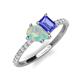 4 - Zahara 9x6 mm Pear Opal and 7x5 mm Emerald Cut Tanzanite 2 Stone Duo Ring 