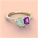 3 - Zahara 9x6 mm Pear Opal and 7x5 mm Emerald Cut Amethyst 2 Stone Duo Ring 