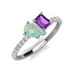 4 - Zahara 9x6 mm Pear Opal and 7x5 mm Emerald Cut Amethyst 2 Stone Duo Ring 