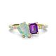 1 - Zahara 9x6 mm Pear Opal and 7x5 mm Emerald Cut Amethyst 2 Stone Duo Ring 