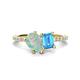 1 - Zahara 9x6 mm Pear Opal and 7x5 mm Emerald Cut Blue Topaz 2 Stone Duo Ring 
