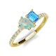 4 - Zahara 9x6 mm Pear Opal and 7x5 mm Emerald Cut Blue Topaz 2 Stone Duo Ring 