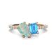 1 - Zahara 9x6 mm Pear Opal and 7x5 mm Emerald Cut Blue Topaz 2 Stone Duo Ring 