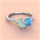 3 - Zahara 9x6 mm Pear Opal and 7x5 mm Emerald Cut Blue Topaz 2 Stone Duo Ring 