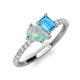 4 - Zahara 9x6 mm Pear Opal and 7x5 mm Emerald Cut Blue Topaz 2 Stone Duo Ring 