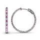 1 - Melissa 1.85 ctw (2.00 mm) Inside Outside Round Pink Sapphire and Natural Diamond Eternity Hoop Earrings 