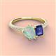 3 - Zahara 9x6 mm Pear Opal and 7x5 mm Emerald Cut Iolite 2 Stone Duo Ring 