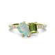 1 - Zahara 9x6 mm Pear Opal and 7x5 mm Emerald Cut Peridot 2 Stone Duo Ring 