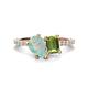 1 - Zahara 9x6 mm Pear Opal and 7x5 mm Emerald Cut Peridot 2 Stone Duo Ring 