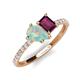 4 - Zahara 9x6 mm Pear Opal and 7x5 mm Emerald Cut Rhodolite Garnet 2 Stone Duo Ring 