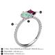 5 - Zahara 9x6 mm Pear Opal and 7x5 mm Emerald Cut Rhodolite Garnet 2 Stone Duo Ring 