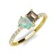 4 - Zahara 9x6 mm Pear Opal and 7x5 mm Emerald Cut Smoky Quartz 2 Stone Duo Ring 