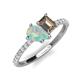 4 - Zahara 9x6 mm Pear Opal and 7x5 mm Emerald Cut Smoky Quartz 2 Stone Duo Ring 