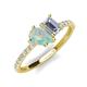 4 - Zahara 9x6 mm Pear Opal and IGI Certified 7x5 mm Emerald Cut Lab Grown Diamond 2 Stone Duo Ring 