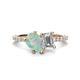 1 - Zahara 9x6 mm Pear Opal and IGI Certified 7x5 mm Emerald Cut Lab Grown Diamond 2 Stone Duo Ring 